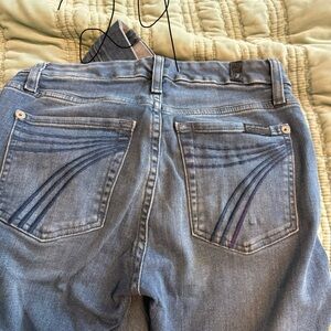 7 For All Mankind Blue Boot Cut Jeans with Signature Stitching